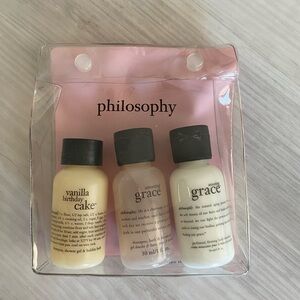 Philosophy travel trio in pink and cream